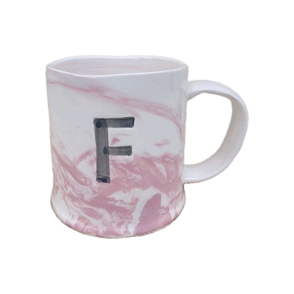 By Anthropologie marble initial F Monogram Coffee/tea mug Ceramic